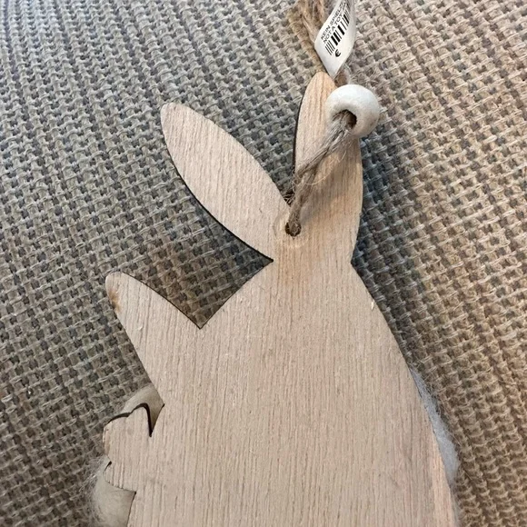 Handmade NEW Wooden Bunny Ornament with Wool Cloud - Picture 6 of 8